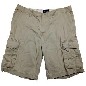 St. John's Bay Cargo Shorts Mens 38 Beige Comfort Stretch Cotton Pockets Casual